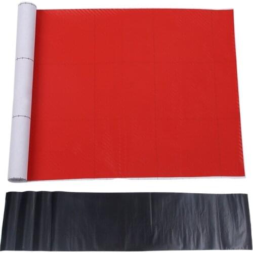 2 Pcs DIY 30X127cm 3D Carbon Fiber Decal Vinyl Film Wrap Roll Adhesive Car Sticker Sheet, Black & Red