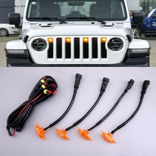 4pcs/Set Car Front Amber Lens Front Grille LED Light Plastic Fit for Ford F-250 F-350 F-450 2015 2016 2017