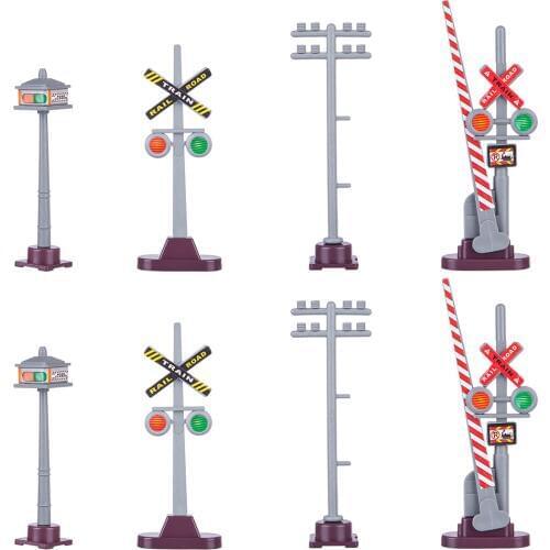 8Pcs 1:87 HO Scale Railway Scene Decoration Traffic Sign Model For Sand Table Building Accessories - Type Random