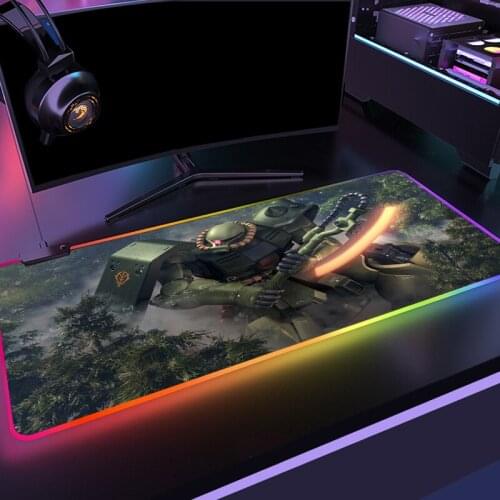 Anime Robot Mouse Pad Design White RGB Gundam Gamer Mouse Carpet Mousepad LED Gaming Accessories for Pc Desk Support DIY