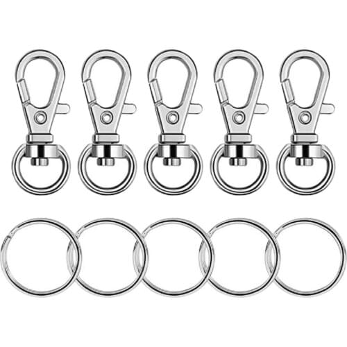 Blesiya 50 Pieces Metal Swivel Lanyard Snap Hook with Key Rings for Car Bag