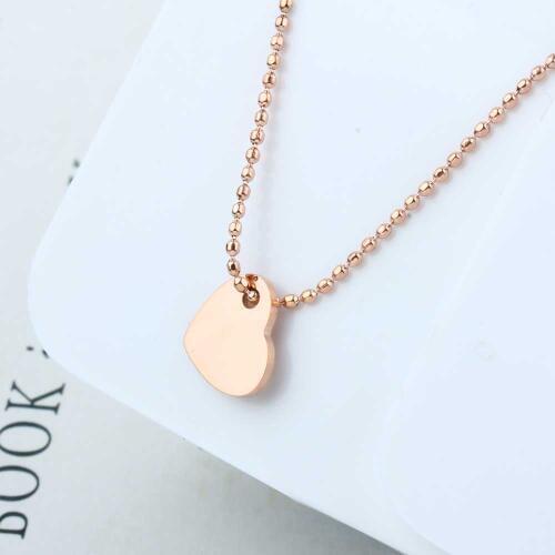 OUFEI Chain Necklace Stainless Steel Heart Pendant Beads Necklace Fashion Jewelry Accessories Valentines Day Gift kids Jewelry