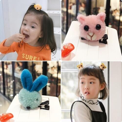 Children Cute Colors Bear Rabbit Dog Oranment Hair Clips Girls Lovely Nylon Cartoon Barrettes Hairpins Kids Hair Accessories