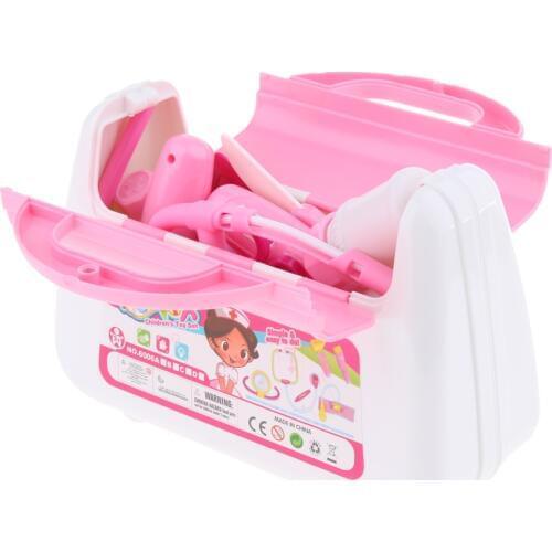 Simulation Doctor & Nurse Kit for Kids Baby Pretend Doctor Role Play Playset Girls Boys Preschool Toy Developmental 15pcs Pink