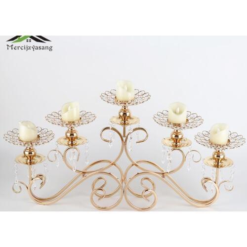 Creative Candle Holder Table Crystal Candlestick Geometric 5-heads Romantic Candle Holders for Wedding/Dinner Decoration GZT098