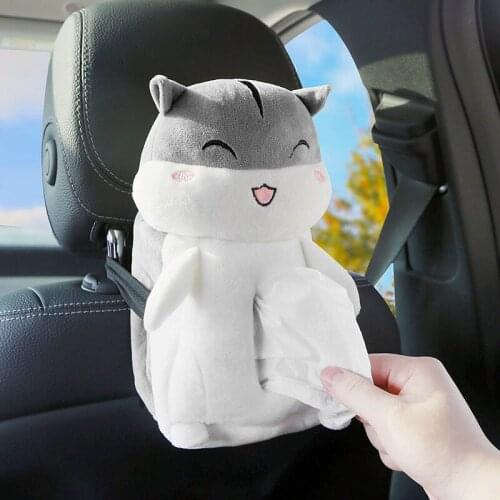 Cute Hamster Car Tissue Holder Napkin Box Vehicle Backseat Tissue Case Holder for Home Car Bathroom HFing