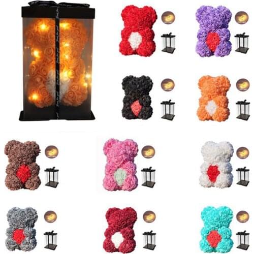 40cm Teddy Bear of Rose Artificial Flowers PE Rose for Women Valentines Wedding Birthday Gift box Child Birthday Toy Flower Gift