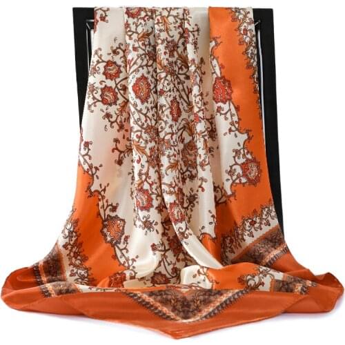Fashion Large Square Twill Silk Scarf Women 90*90 Original Brand Euro Floral Printed Ladies Shawls And Scarves Wraps