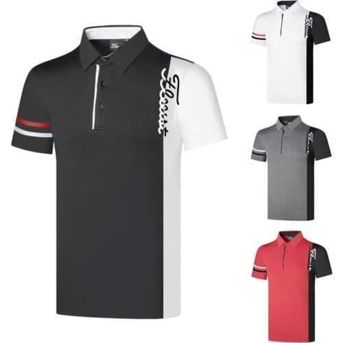 Mens short sleeve breathable sweat wicking quick drying sport polo shirt golf shirt contrast top summer