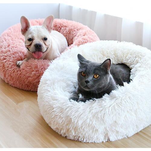 GLORIOUS KEK Winter Dog Bed Soft Warm Luxury Donut Dog Bed for Small Medium Dogs Cat Bed Pet Sofa Washable Round Puppy House Mat