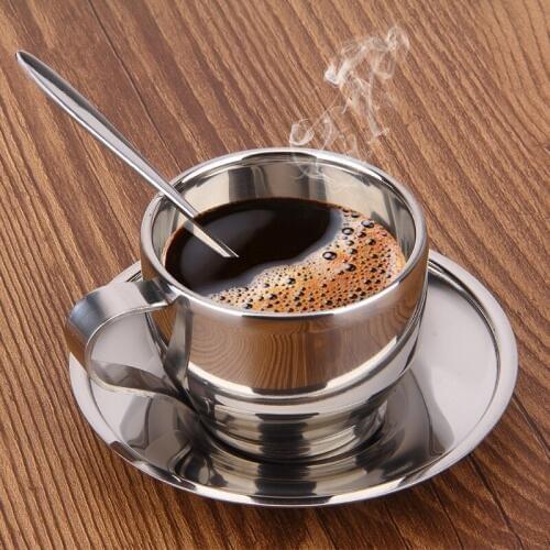 Stainless Steel Coffee Cup Set Double Creative Office Household Drink 120ML