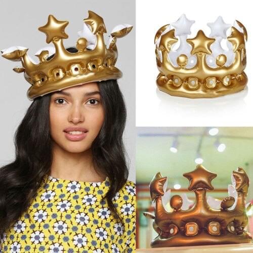 New Arrival Inflatable Gold Crown Kids Adult Birthday Hats Cap King Toy Party Decoration Birthday Party Hats Birthday Gift Crown