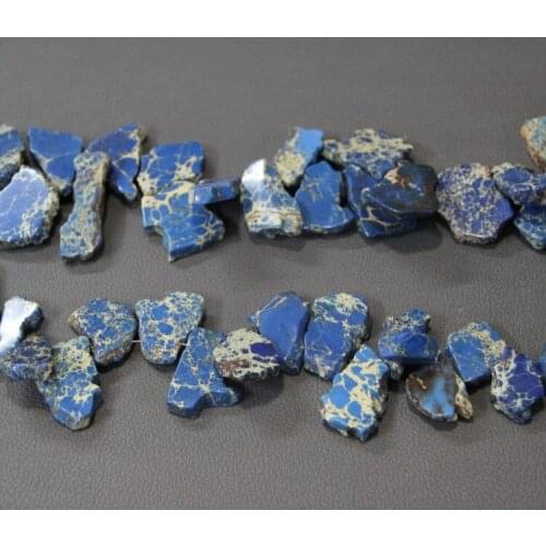 Natural Blue Imperial Sea Ocean Sediment Stone Slice Top Drilled Slab Beads Accessories Jewelry for Fashion Ladies