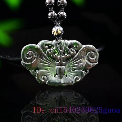 Jade Butterfly Pendant Amulet Chinese Necklace Men Lucky Fashion Carved Gemstone Charm Black Green Women Jewelry Gifts Natural