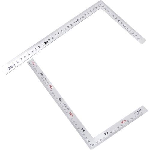 Stainless Steel 15x30cm 90 Degree Angle Metric Try Mitre Square Ruler Scale