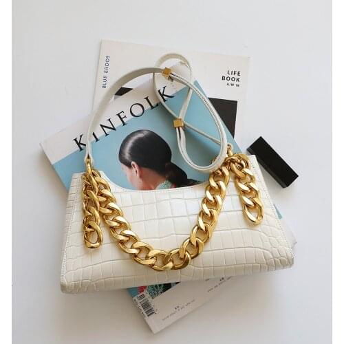 Crocodile Pattern 2021 Autumn and Winter New Ladies Handbags Calfskin Handbags Luxury Fashion Trend Goddess Underarm Bag