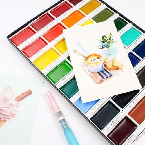 KURETATE ZIG Portable art solid painting watercolor and pigment suit 12/18/24/36 color sketch Powder Drawing supplies