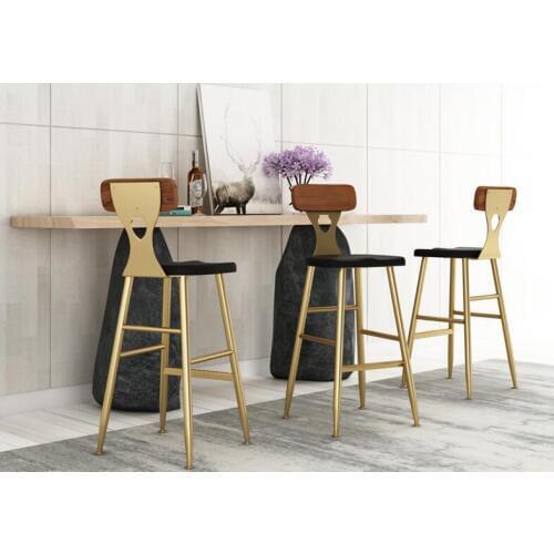 Nordic Simple Bar Chair Tieyi Golden Household Dining Chair High Stand Coffee Leisure Chair Backrest