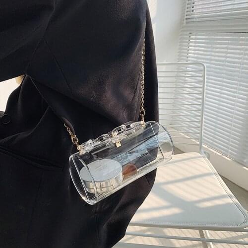 Acrylic Chain Transparent Box Jelly Bag Individual Hexagon Clear PVC Women Handbags Mini Designer Evening Crossbody Tote Bags