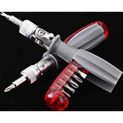 Adjustable Screwdriver with 10 Replaceable Head & Storage Sink Compatible with 6.35mm Screw Head