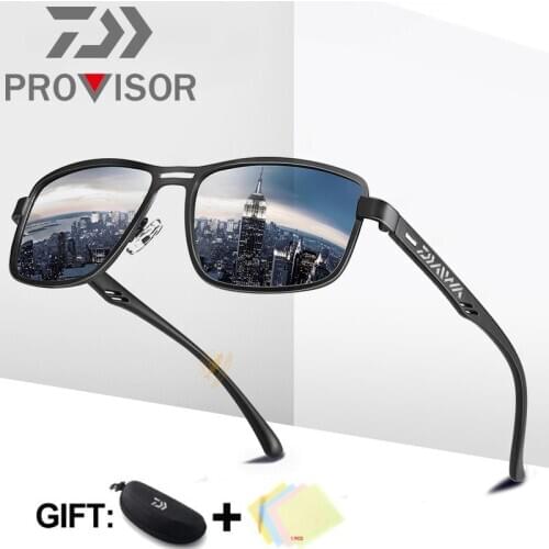 New DAIWA Fishing Glasses Retro Square Frame Mens Fishing Sunglasses Outdoor Polarized Sunglasses Fishing Night Vision Goggles