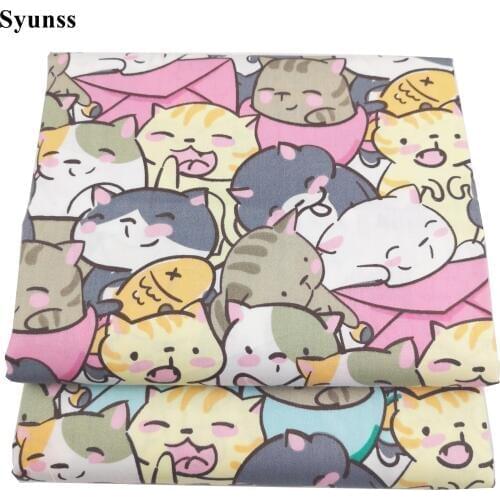 Syunss New Cute Cat Envelope Print Cotton Fabric for Diy Patchwork Quilting Baby Cribs The Cloth Cushions Blanket Sewing Tissus