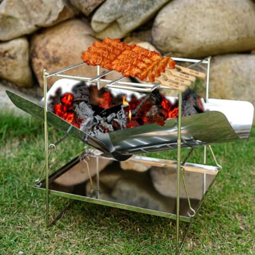 Ultralight Outdoor Portable Wood Stove Burner Multifunctional Folding Barbecue Charcoal Stove