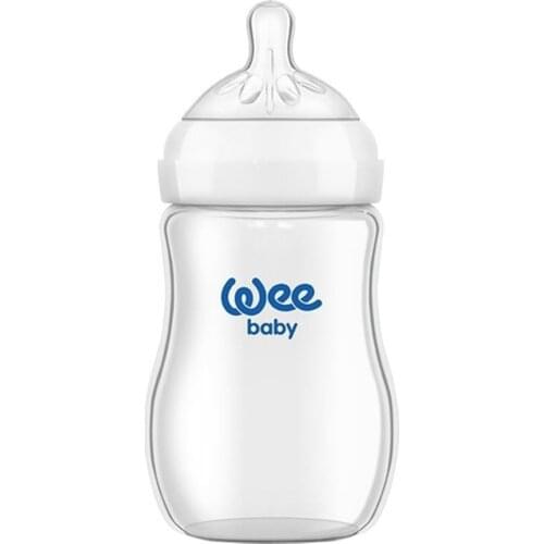 Wee Baby Glass Feeding Bottle 250ml/9oz Bpa Free Bebe Biberon Newborn Kids Soft Nipple Healthy Safe To Heat and Ergonomic Design