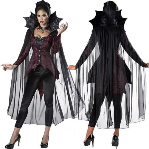 Adult Vampire Devil Queens Outfit Halloween Costume Cosplay Role-Playing Black Widow Costume