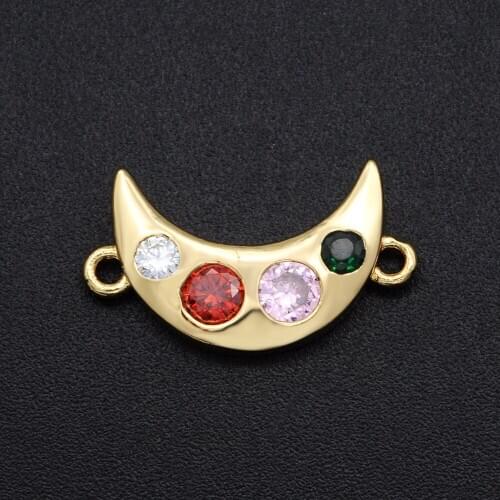 20x6mm CZ Zircon DIY Jewelry Moon Charm Connectors Wholesale Bracelet Making Connector Bulk Order Discounts