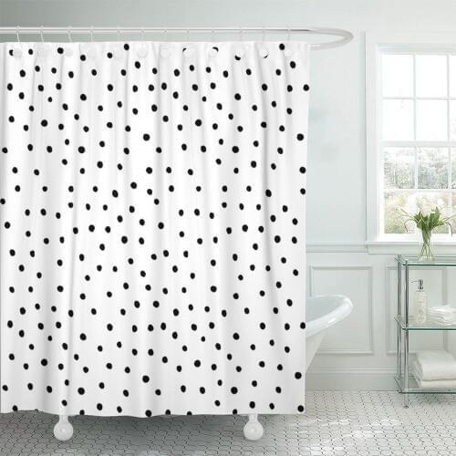 Pattern Color Polka Dots Abstract Drawn Hand White Circle Shower Curtain Waterproof Polyester 72 x 78 inches Set with Hooks