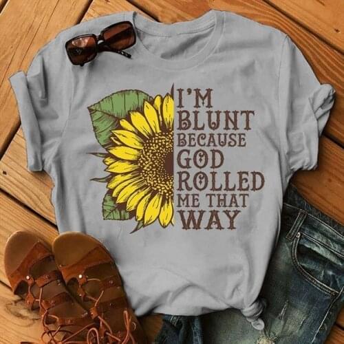 2020 New Letter Sunflower Print Shirt Women Casual Short Sleeve O Neck Tee Tops for Female Cartoon Cute T-shirts Femme Clothes