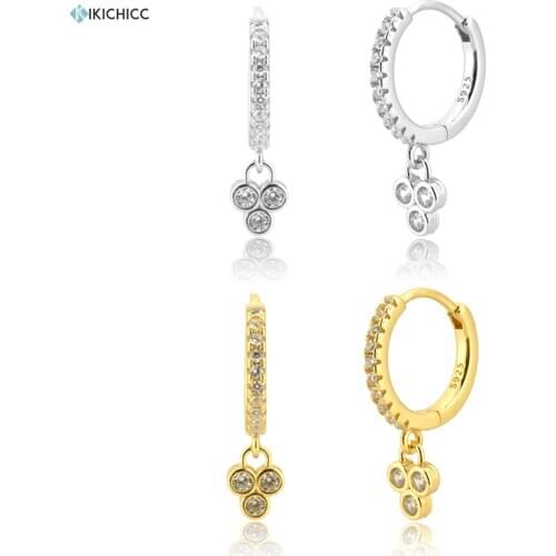 Kikichicc European 925 Sterling Silver Clear Three ZIrcon Drop Earring 2020 Rock Punk Women Luxury Piercing Fashion Party Jewels