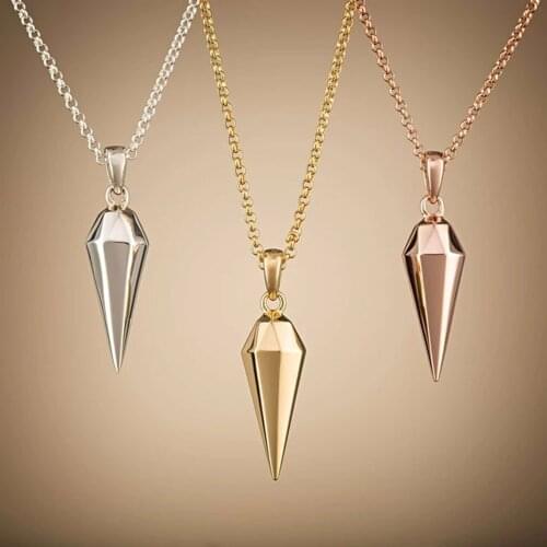 ANDYWEN 925 Sterling Silver Faceted Teardrop Pendant Pyramid Hugging Necklace Spike Women Mini Neck Jewerly Statement Christmas
