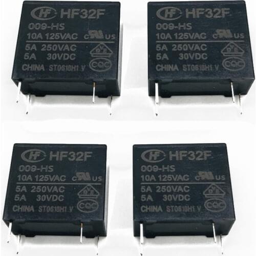 10PCS/Lot JZC-32F HF32F JZC-32F-009-HS3 5A 9VDC 9V Power Relay 4Pin