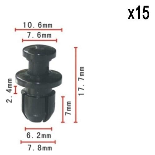 15pcs Nylon For Honda # 90657-SB0-003 Splash Shield Clip Accord Prelude CR-V For Acura