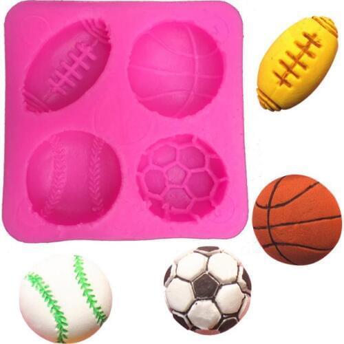 100 pieces football basketball tennis cooking tools silicone mold fondant sugar process mold DIY cake decoration SN1727