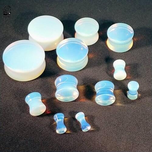 A Pair Plug Pink Glass Stone Ear Gauge Ear Plugs Expander Stretcher Flesh Tunnel Jewelry Piercing