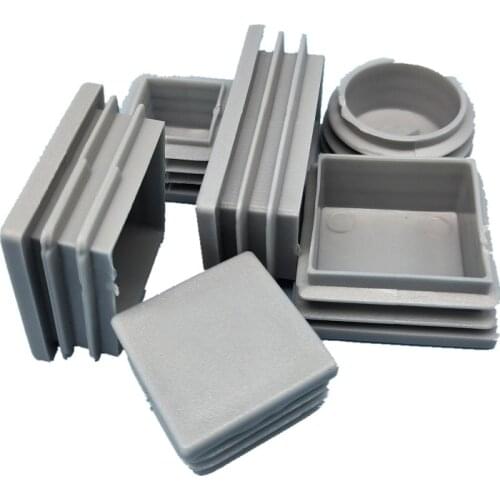 20Pcs Tube Pipe Bed Inserts Plug Blanking End Caps Table Chair Leg End Caps Dust Cover Floor Protector Furniture Feet Cover Gray