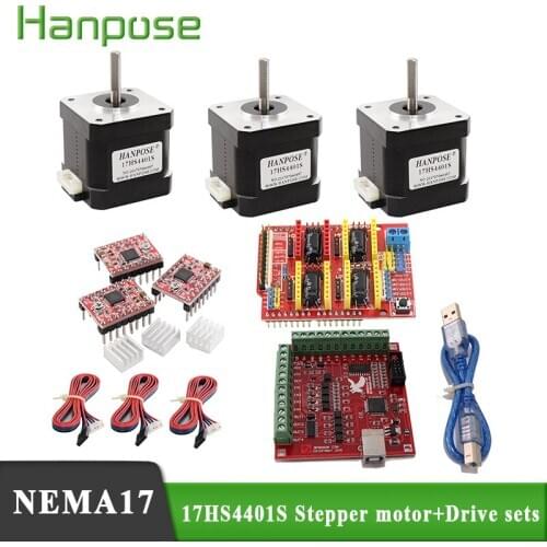4-lead 42 motor 17HS4401S + cnc shield v3 engraving machine + 3 driver expansion boards UNO R3 3D printer