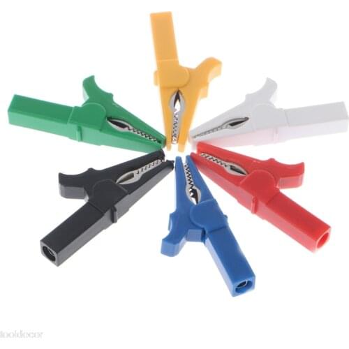 6 Pcs 6 Colors 55mm Crocodile Alligator Clip For 4mm Male Banana Plug Connector -B119