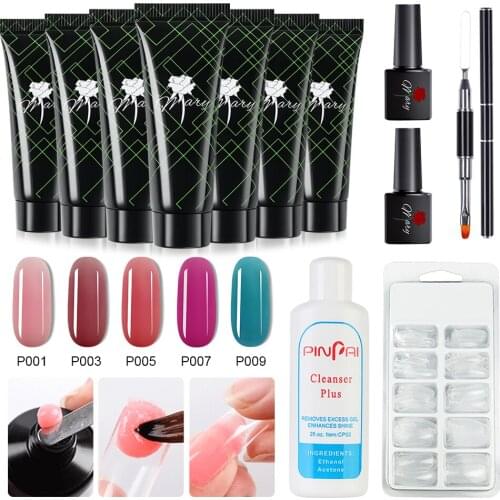 BZ 6PCS Manicure Set for Nail Poly uv gel Kit Builder Gel Nail Brush Soak off Quick Building Finger Extension Camouflage Nails