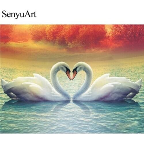 Diamond Painting Full Round Drill Animal Swan Picture Embroidery Handmadel Art Mosaic Cross Stitch Kits Paiting Home Decorations