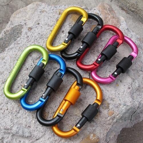 Aluminum Carabiner D-Ring Key Chain Clip Camping Keyring Snap Hook Outdoor Travel Kit 8cm