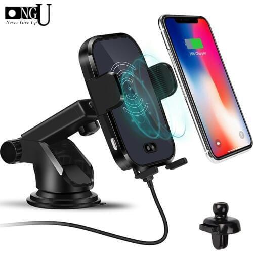 Fast Car Wireless Charger for iPhone Mobile Phone Charger Infrared Induction QI Fast Wireless Charging Car Phone Holder Stand