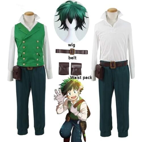 Boku No Hero Academia My Hero Academia Midoriya Izuku Warrior Uniform Vest Shirt Pants Outfit Anime Cosplay Costumes and wig