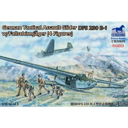 BRONCO CB35039 1/35 German Tactical Assault Glider DFS 230 B-1 w/Fallschirmjager- Scale Model Kit
