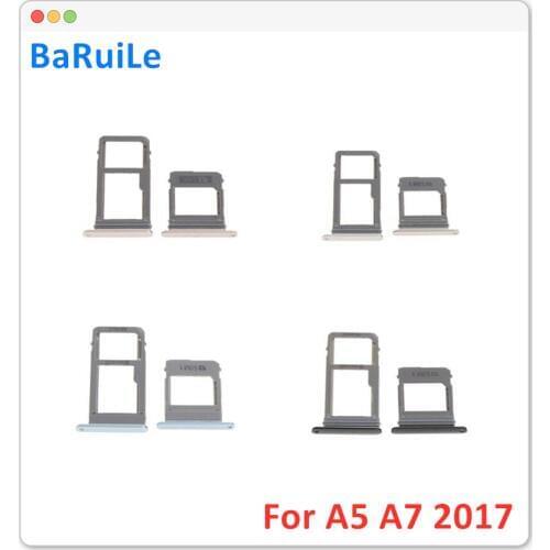 BaRuiLe 10pcs For Samsung Galaxy A520 A720 / A5 A7 2017 Single & Dual SIM Card Tray Slot SD Card Holder Adapter Repair Parts
