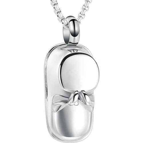 Baby Shoe Stainless Steel Cremation Jewelry Keepsake Pendant Women Men Memorial Urn Necklace For Ashes