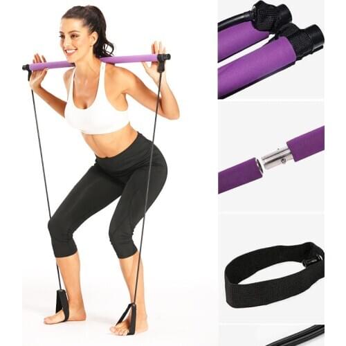 Pilates Exercise Stick Toning Bar Fitness Home Women Yoga Gym Workout Body Abdominal Resistance Bands Rope Puller Drop shipping